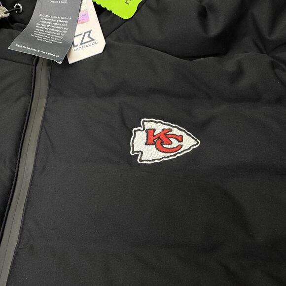 NEW Kansas City Chiefs Cutter Buck Mission Ridge Repreve Puffer Jacket 2XL Black - Picture 8 of 16